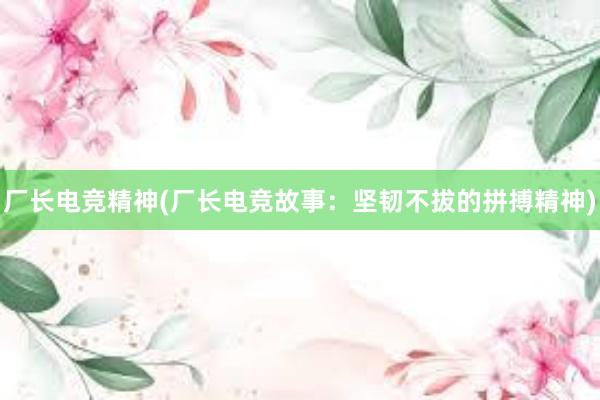   厂长电竞精神(厂长电竞故事：坚韧不拔的拼搏精神)