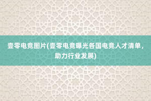   壹零电竞图片(壹零电竞曝光各国电竞人才清单，助力行业发展)