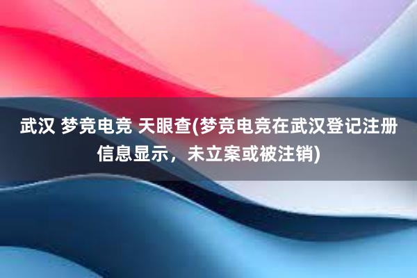   武汉 梦竞电竞 天眼查(梦竞电竞在武汉登记注册信息显示，未立案或被注销)