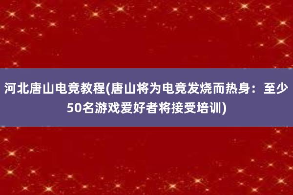   河北唐山电竞教程(唐山将为电竞发烧而热身：至少50名游戏爱好者将接受培训)