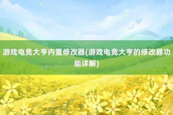 游戏电竞大亨内置修改器(游戏电竞大亨的修改器功能详解)