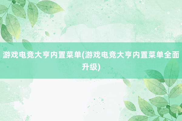   游戏电竞大亨内置菜单(游戏电竞大亨内置菜单全面升级)