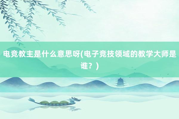 电竞教主是什么意思呀(电子竞技领域的教学大师是谁？)