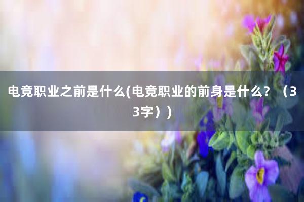 电竞职业之前是什么(电竞职业的前身是什么？（33字）)