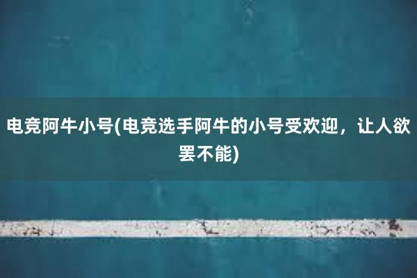   电竞阿牛小号(电竞选手阿牛的小号受欢迎，让人欲罢不能)