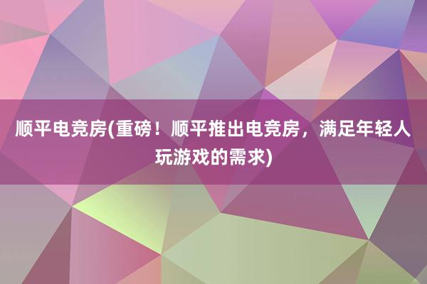   顺平电竞房(重磅！顺平推出电竞房，满足年轻人玩游戏的需求)