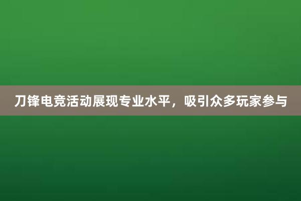 刀锋电竞活动展现专业水平，吸引众多玩家参与