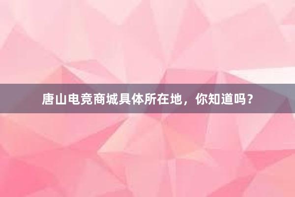 唐山电竞商城具体所在地，你知道吗？