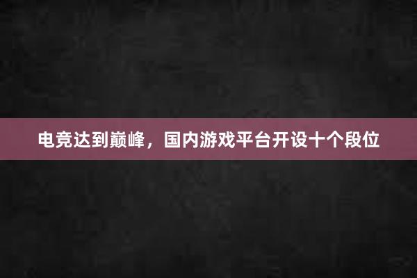   电竞达到巅峰，国内游戏平台开设十个段位