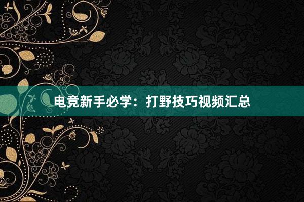   电竞新手必学：打野技巧视频汇总