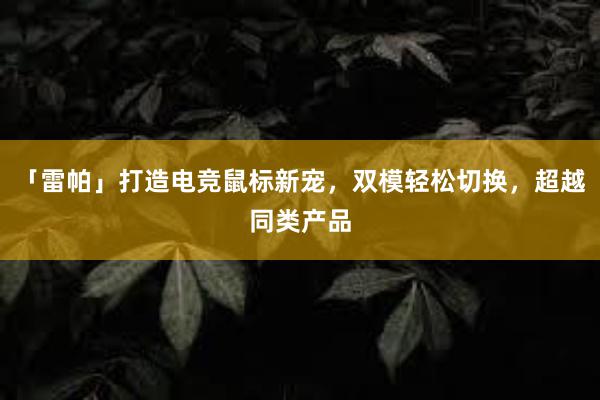 「雷帕」打造电竞鼠标新宠，双模轻松切换，超越同类产品